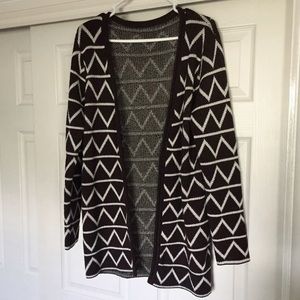 Brown Tribal Accent Pattern Cardigan Sz XL